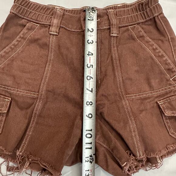 PacSun Brown, Cargo, High Waist, Unhemmed, Cut Off Shorts- S - Picture 8 of 9